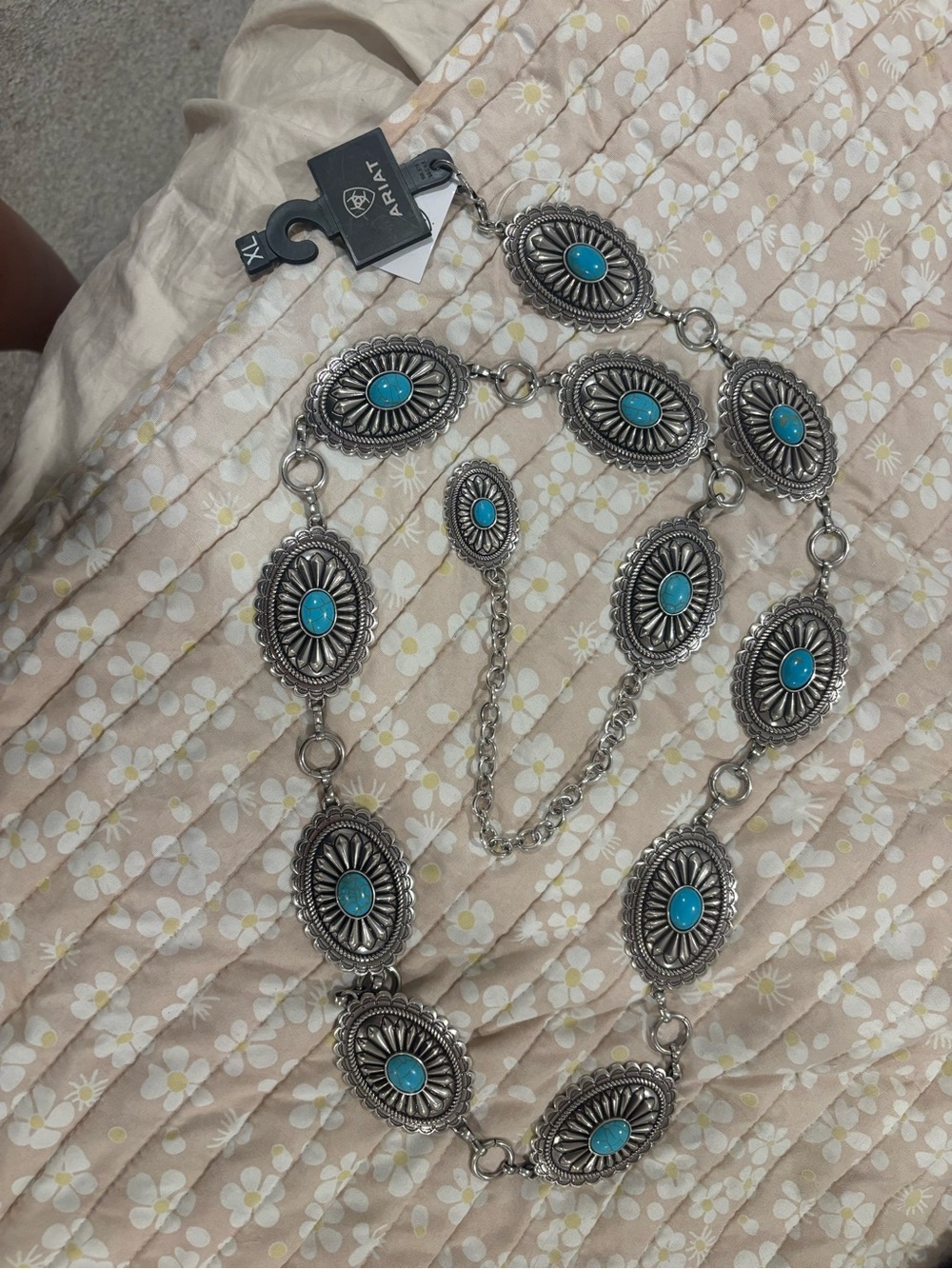 Ariat Silver-Tone belt  with Turquoise Ovals